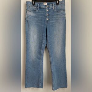 J.Crew Billie Demi-Boot Crop Jeans Size 31 Light Wash Exposed Button Fly Raw Hem